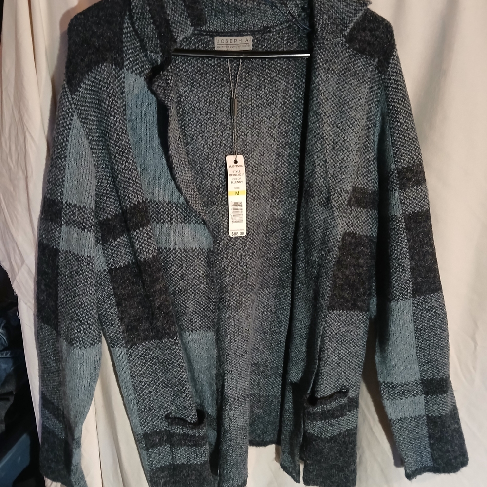 Blue and Gray Knit Cardigan